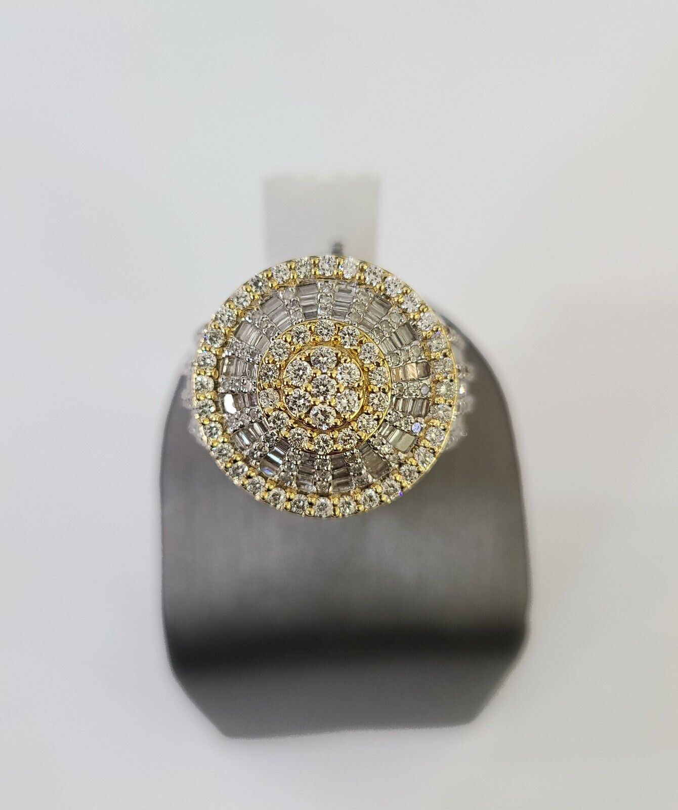 Real 10k Yellow Gold Diamond Mens Ring Band Wedding Casual Genuine Natural - GoldenlinQ